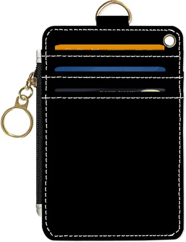 Vista 15 de Portafolios delgados con soporte para tarjeta de crédito, funda delgada de cuero PU con bloqueo RFID para viajes con ventana para ID, regalos