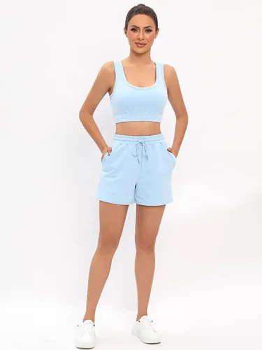 Vista 4 de FUPHINE Workout Sets for Women 2 Piece Summer Active Wear Outfits Crop Top Athletic Shorts