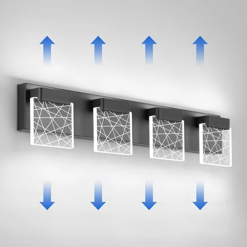 Vista 2 de Aipsun Accesorios de iluminación de tocador de baño negros modernos accesorios de iluminación LED vanidad para baño 4 luces vanidad iluminación 6000
