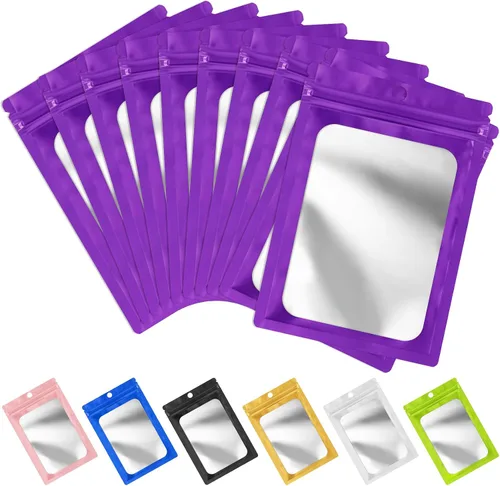 Vista 11 de FUNFERY - Paquete de 100 bolsas resellables de Mylar con ventana transparente esmerilada, bolsa con cremallera a prueba de olores