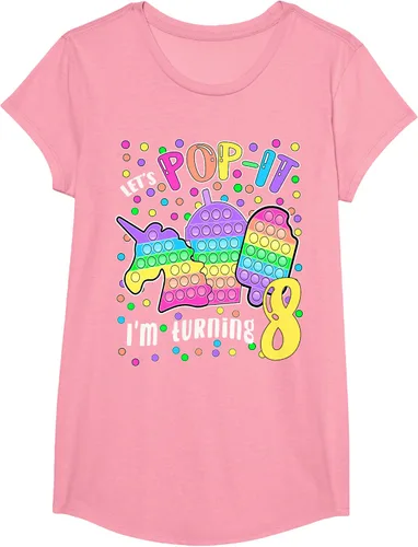 Vista 99 de Let's Pop-it I'm turning 8 Colorful 8th Birthday - Camiseta para niña, Negro