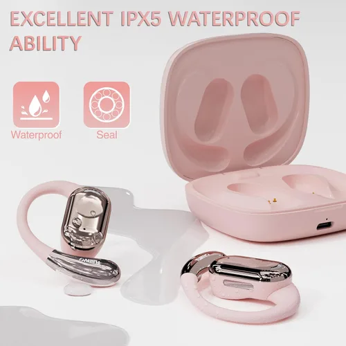 Vista 3 de TUINYO Auriculares inalámbricos con ganchos para la oreja, resistentes al agua IPX5, conexión Bluetooth estable de un paso con larga transmisión, 40