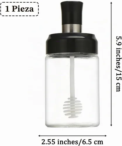 Vista 2 de MIUPOO Tarro de miel con cubierta de cuchara, diseño ondulado antideslizante botella de miel de vidrio, transparente de contenedor de miel, olla