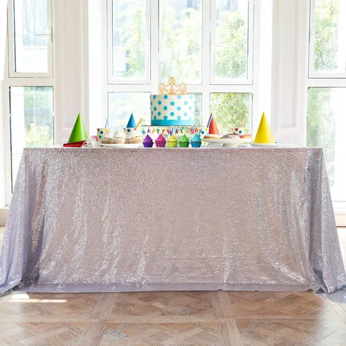 Vista 19 de Mantel de lentejuelas de 50 x 50 pulgadas, mantel negro brillante con purpurina brillante y secuencia metálica, para decoración de fiesta