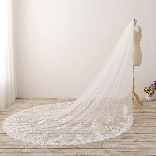 Vista 5 de EllieHouse - Velo de novia de 1 nivel para mujer con peine de metal, 53