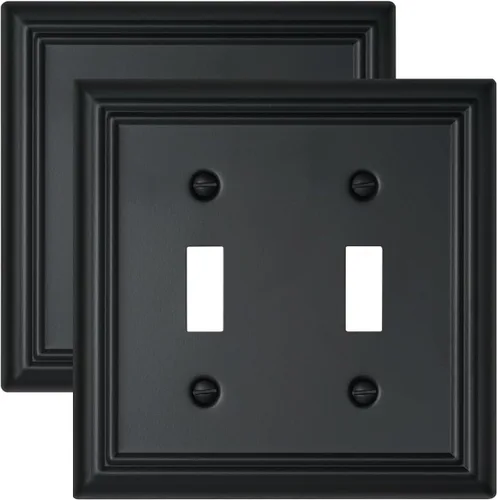Vista 32 de Switch Plates Outlet Covers, 1-Pack Metal Wall Plate, Black Finish Midsize 1 Toggle 1 Decorator Combo Wall Plate, Ideal for GFCI Outlets, Light