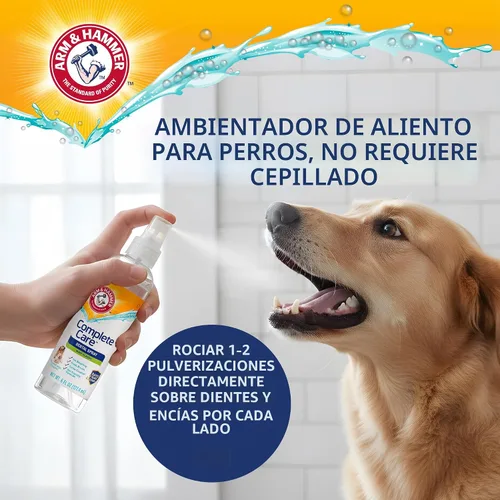 Vista 4 de Arm & Hammer Complete Care - Aerosol dental para perros, sabor a menta, refrescante de aliento para perros fácil sin cepillado, fórmula mejorada