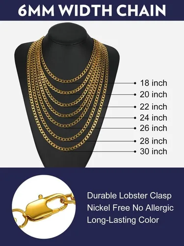 Vista 6 de Bandmax 316L Stainless Steel Men Cuban Curb Link Chain Necklace Gift 3mm6mm9mm12mm Width Heavy Dense Punk Miami Necklace For Men Women 14Inch-30Inch