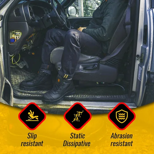 Vista 5 de Rockrooster AK050 - Botas de trabajo para hombre, puntera de acero, cremallera YKK, 6in, antideslizantes y resistentes al deslizamiento, piel