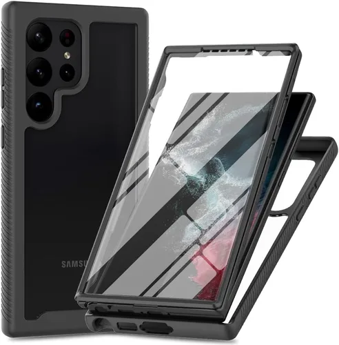 Vista 10 de Funda para Samsung Galaxy A13 LTE 4G, Samsung A13 LTE Funda para teléfono con protector de pantalla integrado, cubierta trasera delgada transparente
