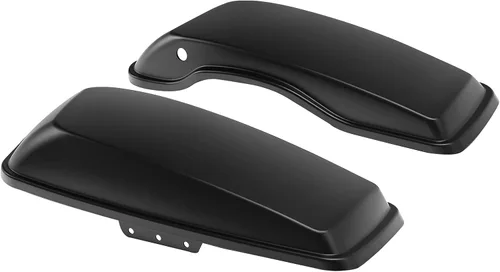 Vista 24 de TCT-MOTORPARTS Alforjas de mezclilla negra con tapas, bocina de 5 x 7 pulgadas, rejillas para Harley Street Glide Road King Road Glide Ultra Limited