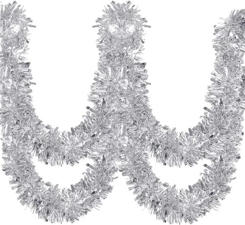Vista 12 de Ceenna Guirnalda de oropel de Navidad de 150 pies, guirnalda metálica giratoria, brillante para colgar en el árbol de Navidad, suministros de Negro