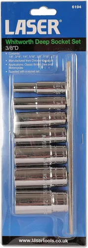 Vista 4 de Laser 6194 Whitworth Juego de llaves de vaso profundo 3/8" D 7pc