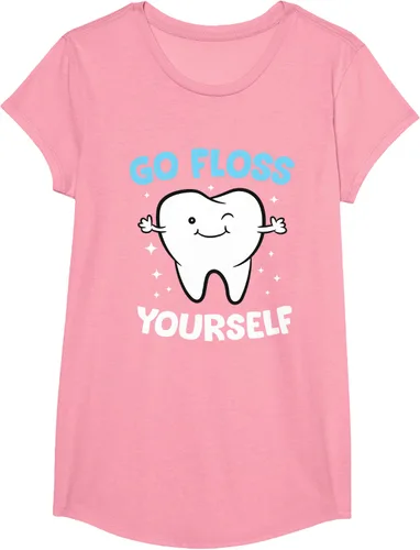 Vista 83 de Camiseta higienista dental, asistente dental, Go Floss Yourself dentista, Negro, S