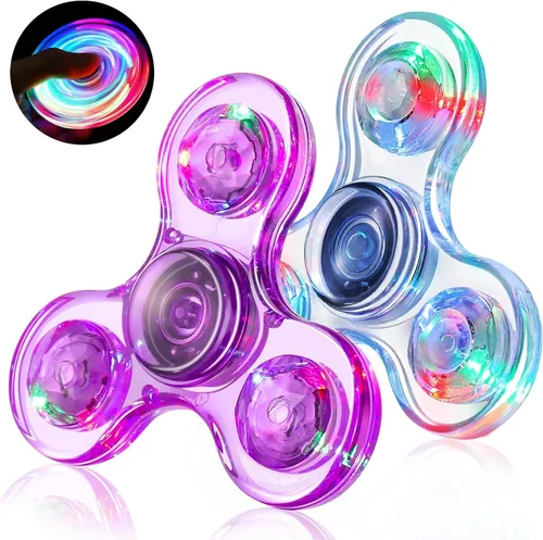 Vista 11 de Gigilli Fidget Spinners para Niños Paquete de 2, Juguetes Fidget Sensoriales con Luz para Adultos Niño 4-8-12, Brillan en la Oscuridad Juguetes TDAH