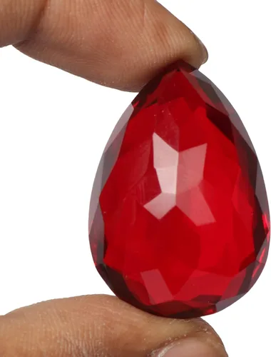 Vista 4 de GEMHUB Top A+ topacio rojo 37,50 Ct. espécimen mineral en forma de pera para hacer joyas, Gema, Topacio fabricado