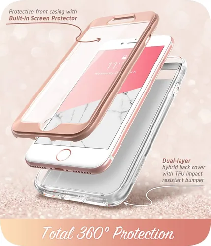 Vista 3 de i-Blason Cosmo - Funda para iPhone SE 2022 (3ª generación), [protector de pantalla integrado] Funda protectora delgada de cuerpo completo
