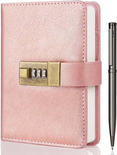 Vista 10 de WEMATE Diario con Cerradura, Diario con Cerradura, Cuaderno de Contraseña, Bolígrafo y Caja de Regalo - Perfecto para Hombres y Mujeres - 4.3X Negro