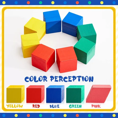 Vista 3 de Deekin - 70 piezas de madera geométrica sólida mini formas 3D bloque de madera a granel Montessori juguetes manipulativos bloque de forma primaria