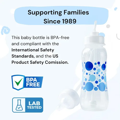 Vista 3 de Podee - Botella manos libres para bebé, sistema de alimentación anti-cólicos, Azul