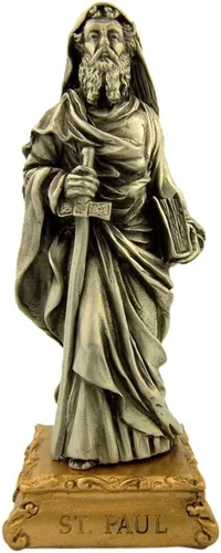 Vista 8 de Estatua de estatua de estatua de peltre de Nuestra Señora de Gracia sobre base de tono dorado, 4 1/2 pulgadas