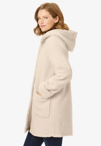 Vista 4 de Woman Within Chaqueta de forro polar bereber con capucha de talla grande para mujer