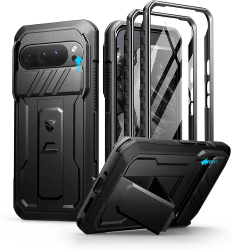 Vista 23 de Dexnor Funda para Google Pixel 9 Pro XL con cubierta deslizante para cámara y protector de pantalla integrado y soporte de alta resistencia, funda