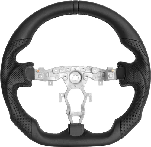Vista 13 de Volante de fibra de carbono, volante de cuero perforado con parte inferior plana en forma de D, color negro, apto para Nissan 370z 2008-2020