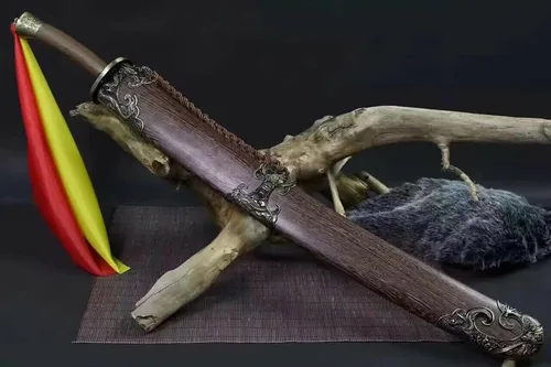 Vista 2 de Espada ancha china de acero doblado de Damasco de 39 pulgadas dinastía Qing Dao Kung Fu Sharp Sword Knight Machete