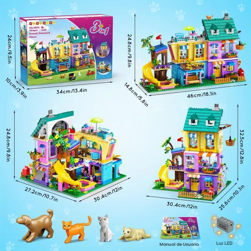 Vista 9 de HOGOKIDS Juguete de construcción de casa familiar con luz para niñas