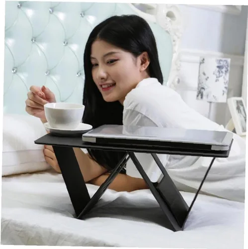 Vista 3 de Soporte para computadora portátil, soporte de escritorio plegable y ligero, bandeja para cama, soporte para tableta, elevador