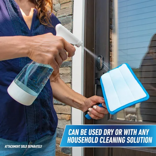 Vista 6 de Unger Kit profesional de limpieza de ventanas interiores ProClean con poste de 2 pies, herramienta de lavado con cabezal giratorio para esquinas