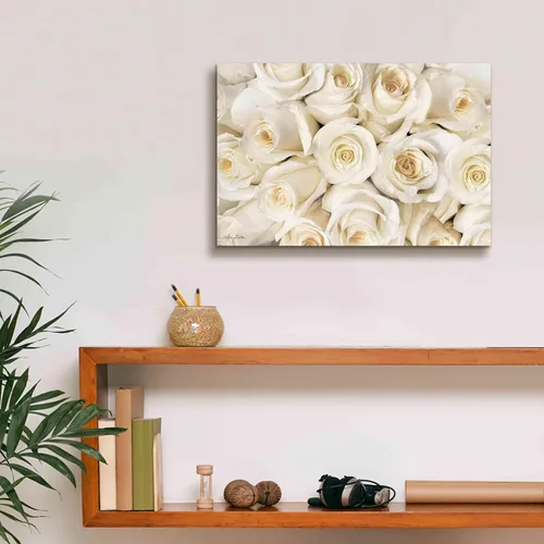 Vista 9 de Epic Graffiti 'Top View - White Roses' de Lori Deiter, arte de pared en lienzo, 18 x 12 pulgadas
