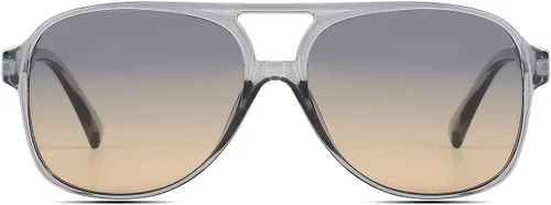 Vista 2 de Lentes de sol vintage retro de los años 70 para mujer y hombre, montura clásica, cuadrada y grande estilo aviador, lentes naranjas de moda UV400
