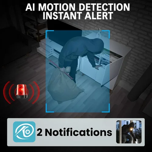 Vista 5 de javiscam Cámara de seguridad 4K con tarjeta SD de 64GB, cámara de seguridad alimentada por batería, 100 días de autonomía, detección humana AI