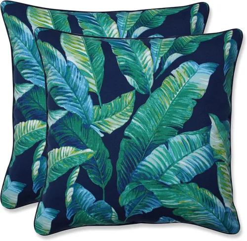 Vista 64 de Pillow Perfect Almohadas lumbares Delray azul marino para exteriores/interiores, 11.5 x 18.5 pulgadas, paquete de 2