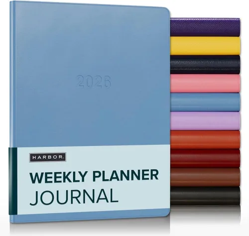 Vista 70 de Harbor Agenda semanal y mensual grande 2025-2026 – Agenda con calendario y cuaderno, piel sintética duradera, 192 páginas, tapa blanda