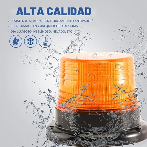 Vista 6 de Luces de baliza estroboscópicas ámbar con base magnética, barra de luz mini de emergencia de flash de seguridad de 12-24V para camiones, vehículos