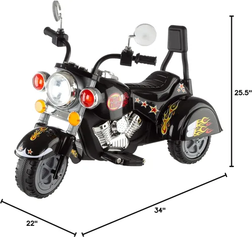 Vista 8 de Motocicleta Chopper de 3 ruedas para niños, triciclo, funciona a pilas, juguete de paseo de Lil 'Rider, juguete de paseo para niños y niñas