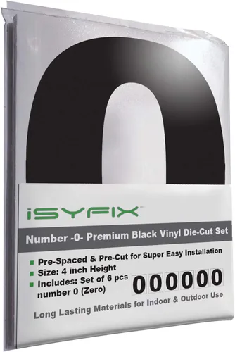 Vista 13 de iSYFIX Calcomanías de vinilo negro con el número 7 (siete), paquete de 6 calcomanías autoadhesivas de 7 pulgadas, calcomanías troqueladas y Negro