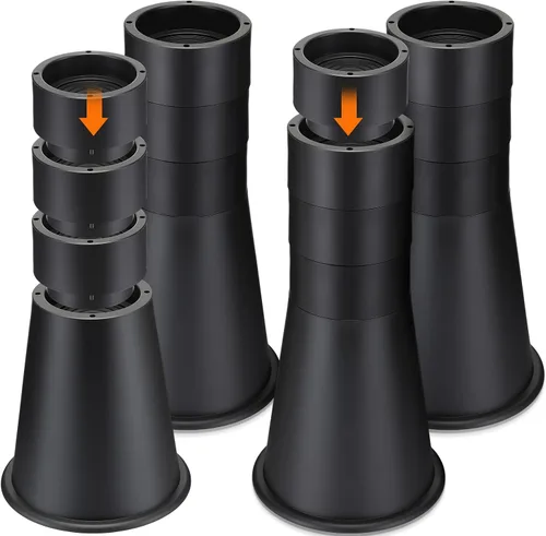 Vista 10 de Elevadores de cama resistentes de 4 pulgadas – Juego de 9 elevadores de muebles ajustables para camas, sofás, mesas y sillas – Soporta hasta 1500