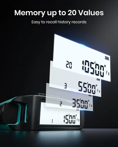 Vista 7 de MiLESEEY Cinta Métrica Láser Digital DT20, Herramienta de Medición Láser de 130 Pies, Cinta Métrica Digital de Fácil Lectura de 16 Pies Retráctil