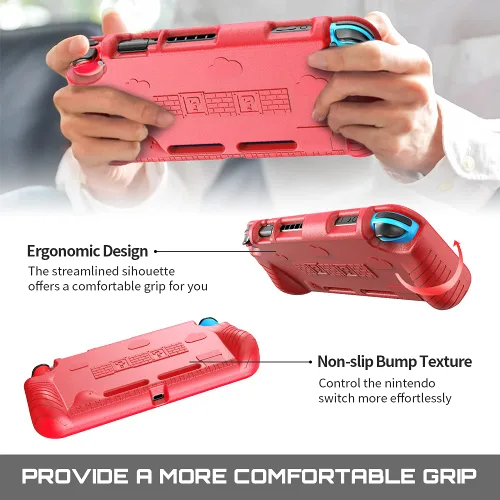 Vista 6 de LORDTEC Protective Case for Nintendo Switch Grip Kid Case with 6 Storage Slots for Game Cards Protective Cover with Comfort Ergonomic Grip