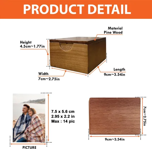 Vista 6 de Álbum de fotos extraíble personalizado, Caja de fotos de madera personalizada, Colección de memoria personalizada, Regalo para amigo de la familia