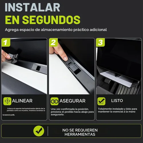 Vista 4 de Organizador debajo de pantalla para accesorios Tesla Cybertruck 2024-2026