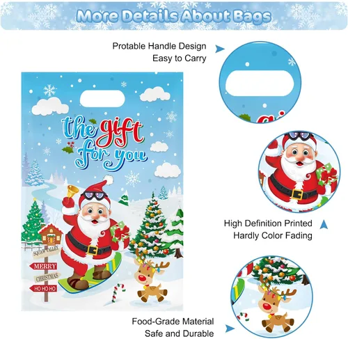 Vista 5 de 40 piezas de bolsas de regalo de Navidad con asas - Bolsas de golosinas de invierno para niños, geniales bolsas de caramelos de Santa Claus