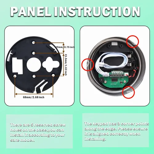 Vista 6 de Cerradura de repuesto para caja fuerte de armas con cerradura de solenoide de alta seguridad, teclado digital cromado, cerradura electrónica segura
