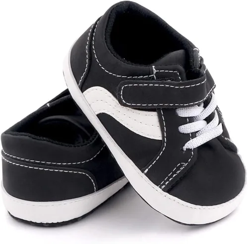 Vista 5 de Clowora Unsex - Zapatos de lona para niños y niñas, para recién nacidos, antideslizantes, suela suave, zapatos casuales para cuna, zapatos planos