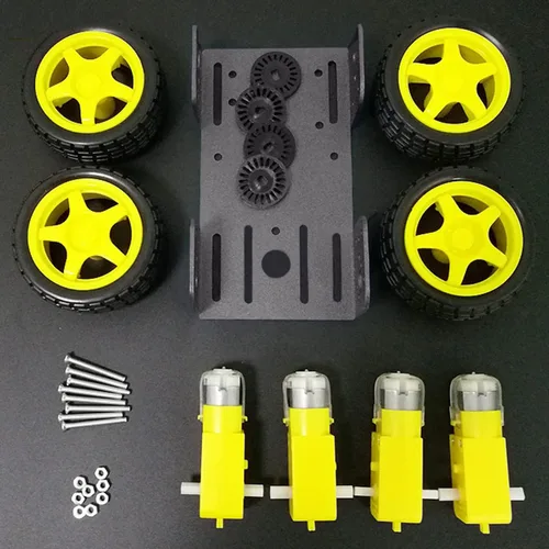 Vista 6 de Profesional 4WD Robot Smart Car Chassis Kit C101 con codificador de velocidad TT Motor, Modelo robótico con ruedas de metal Sciences Experimento