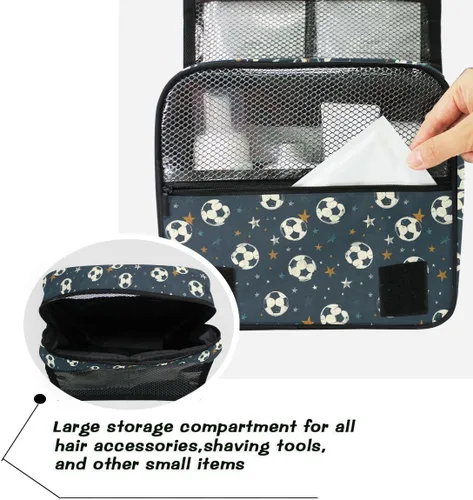 Vista 5 de Neceser colgante de viaje -326 - Kit de fútbol para maquillaje, organizador de cosméticos para hombres y mujeres